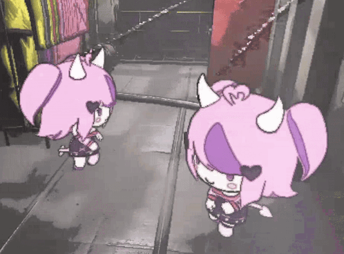 A Cartoon Drawing Of A Girl With Horns And A Heart On Her Head GIF