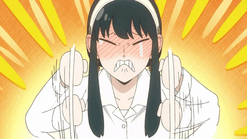 A Cartoon Drawing Of A Girl With Long Black Hair And A White Headband GIF
