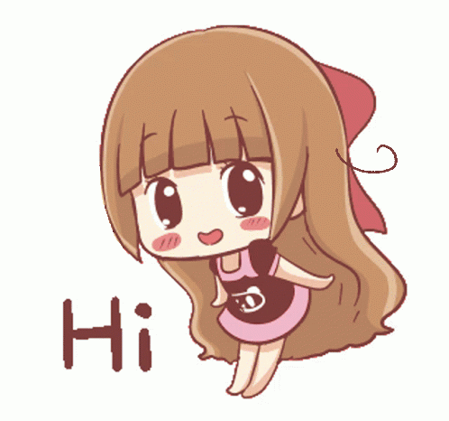 A Cartoon Drawing Of A Girl With Long Hair Saying Hi GIF