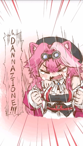 A Cartoon Drawing Of A Girl With Pink Hair And The Word Dannazione GIF