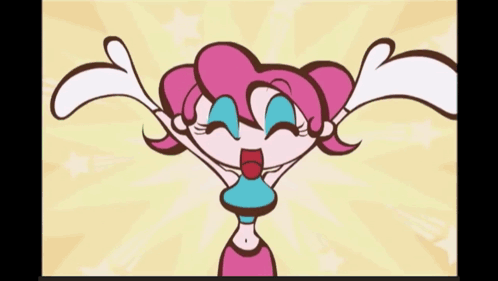 A Cartoon Drawing Of A Girl With Pink Hair And White Wings GIF