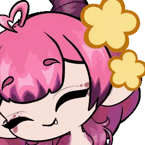 a cartoon drawing of a girl with pink hair