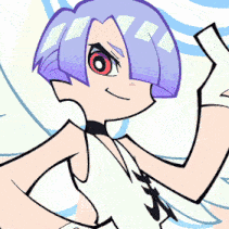 A Cartoon Drawing Of A Girl With Purple Hair GIF