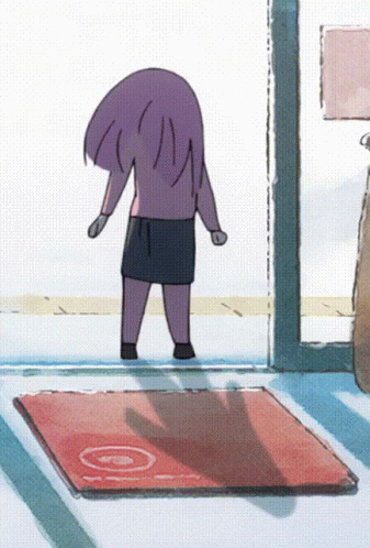 A Cartoon Drawing Of A Girl With Purple Hair GIF