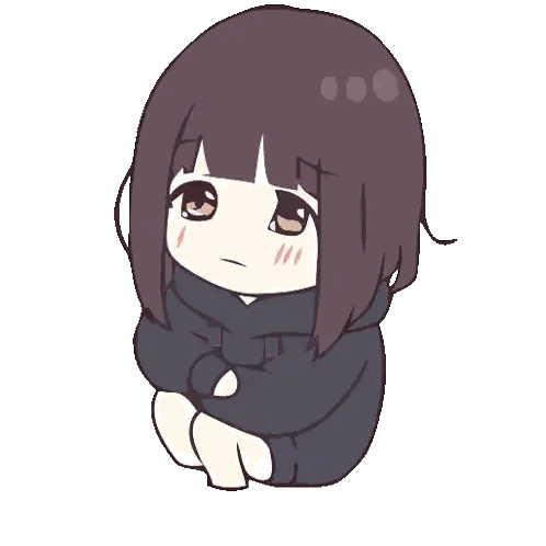 a cartoon drawing of a girl with short hair and a black hoodie