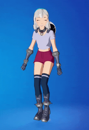 A Cartoon Drawing Of A Girl With Shorts And Knee High Socks GIF