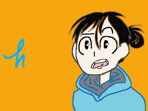 A Cartoon Drawing Of A Girl With The Word Hello Written In Blue GIF