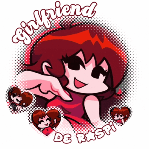 A Cartoon Drawing Of A Girl With The Words " Girlfriend " Above Her GIF