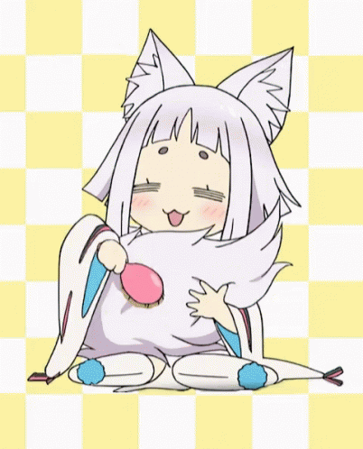 A Cartoon Drawing Of A Girl With White Hair And Ears GIF