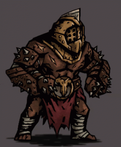 A Cartoon Drawing Of A Gladiator With Spikes On His Armor GIF