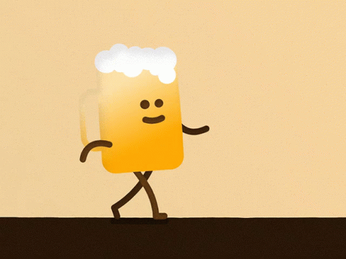 A Cartoon Drawing Of A Glass Of Beer With A Face And Arms And Legs GIF
