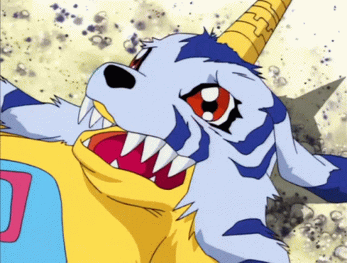 A Cartoon Drawing Of A Goat With A Horn And A Letter D On Its Chest GIF