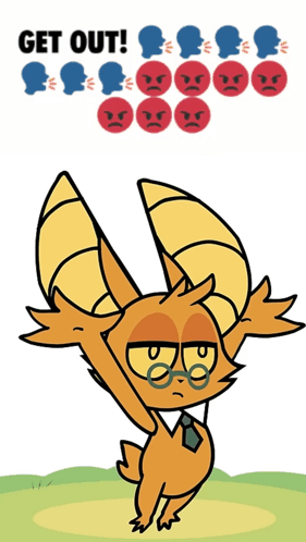 A Cartoon Drawing Of A Goat With Glasses And The Words Get Out GIF