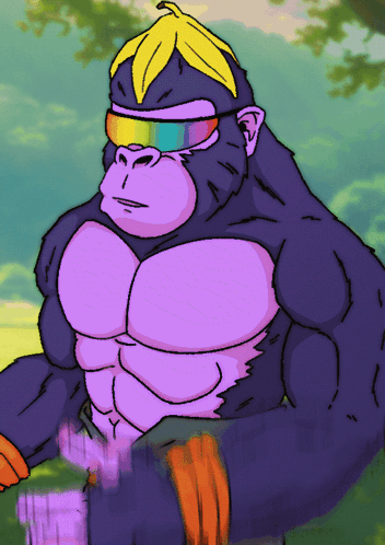 A Cartoon Drawing Of A Gorilla With Sunglasses On GIF