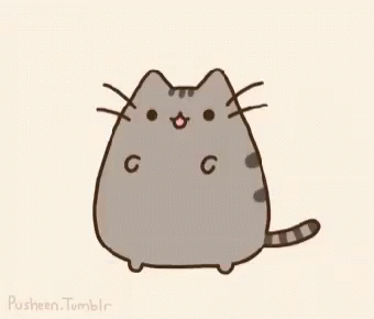 A Cartoon Drawing Of A Gray Cat With A Striped Tail GIF