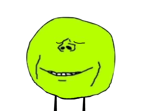 A Cartoon Drawing Of A Green Ball With A Smiley Face On It GIF
