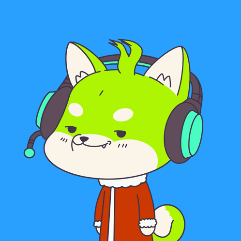 A Cartoon Drawing Of A Green Cat Wearing Headphones And A Microphone GIF