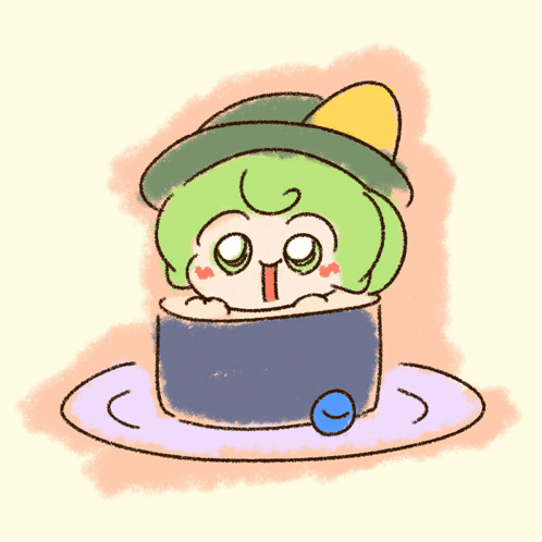 A Cartoon Drawing Of A Green Frog Wearing A Green Hat GIF