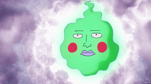 A Cartoon Drawing Of A Green Ghost With A Face GIF