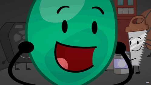 A Cartoon Drawing Of A Green Sphere With A Red Mouth GIF
