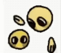 A Cartoon Drawing Of A Group Of Smiley Faces With Black Eyes . GIF