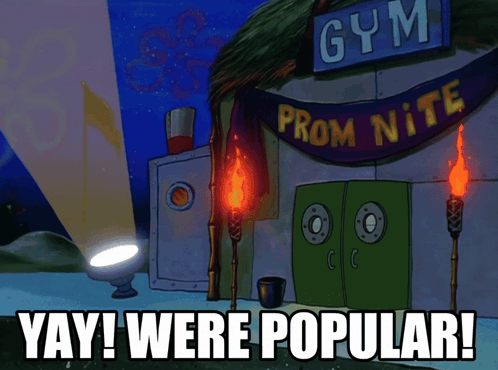 A Cartoon Drawing Of A Gym With Prom Nite Written On It GIF