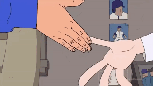 A Cartoon Drawing Of A Hand Reaching Out To Another Hand GIF