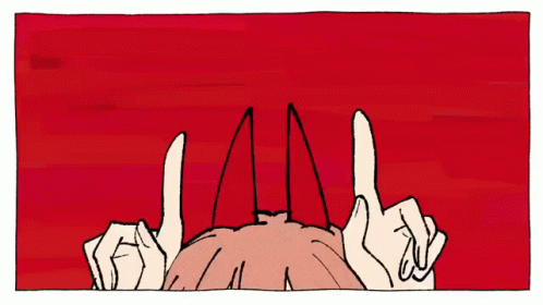 A Cartoon Drawing Of A Hand Reaching Out Towards A Red Object GIF