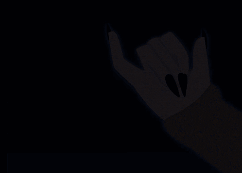 A Cartoon Drawing Of A Hand With Black Nails Making A Devil Horns Sign GIF