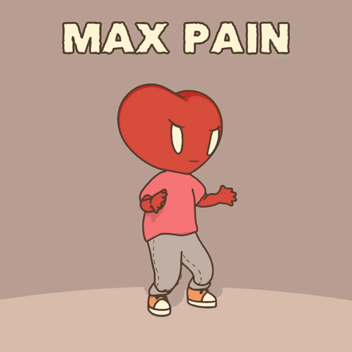 A Cartoon Drawing Of A Heart With The Words Max Pain Below It GIF