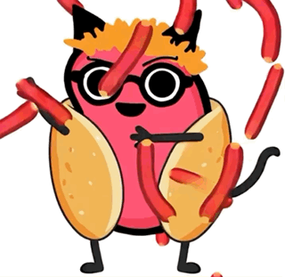 A Cartoon Drawing Of A Hot Dog Wearing Glasses And A Crown GIF