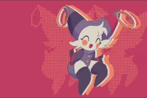 A Cartoon Drawing Of A Jester With A Map Of The World Behind Her GIF
