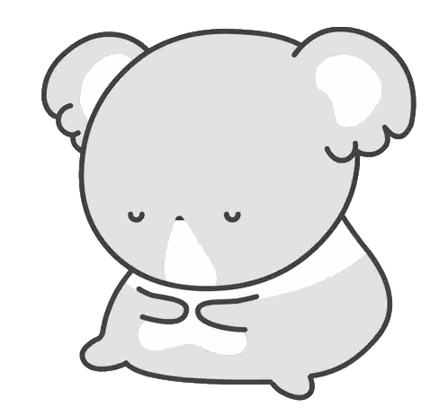 a cartoon drawing of a koala bear covering its nose with its hand