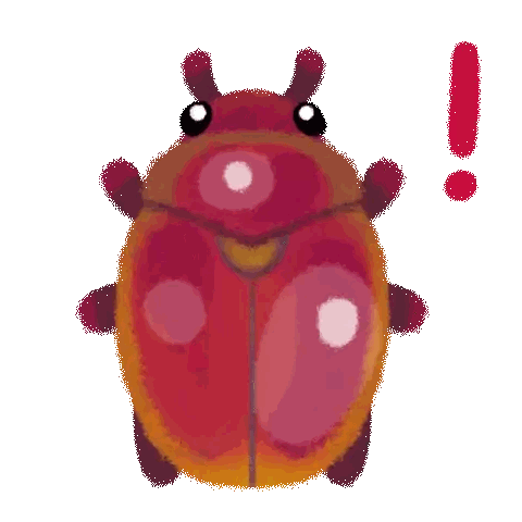 a cartoon drawing of a ladybug with a white spot on its head