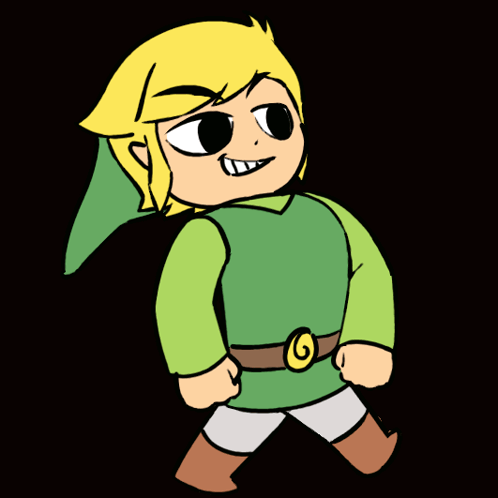 A Cartoon Drawing Of A Link With A G Belt Around His Waist GIF