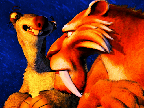 A Cartoon Drawing Of A Lion And A Ostrich GIF