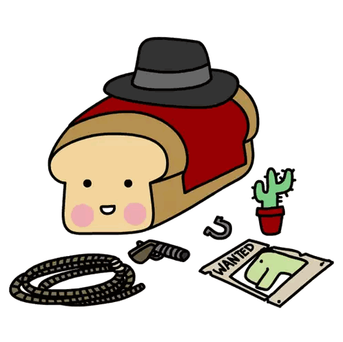 a cartoon drawing of a loaf of bread with a wanted poster