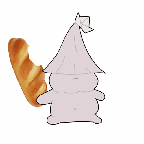 A Cartoon Drawing Of A Loaf Of Bread With A White Cloth On It GIF