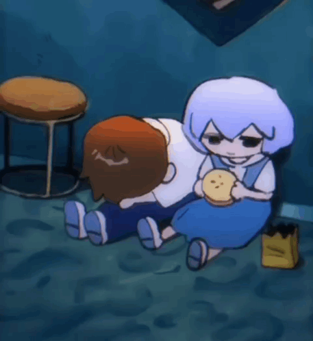A Cartoon Drawing Of A Man And A Woman Sitting On The Floor GIF