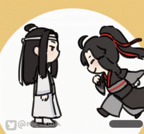 A Cartoon Drawing Of A Man And A Woman Standing Next To Each Other With A Twitter Icon In The Corner GIF
