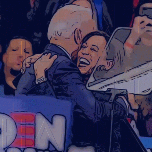 A Cartoon Drawing Of A Man And Woman Hugging With The Word Open In The Background GIF