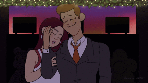 A Cartoon Drawing Of A Man And Woman With The Name Blanche On The Bottom GIF