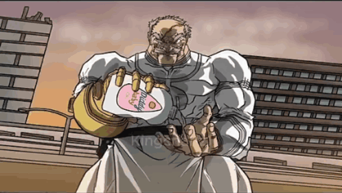 A Cartoon Drawing Of A Man Holding A Baby Powder Bottle GIF