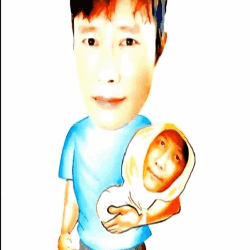 A Cartoon Drawing Of A Man Holding A Baby With Papa Written On The Bottom GIF