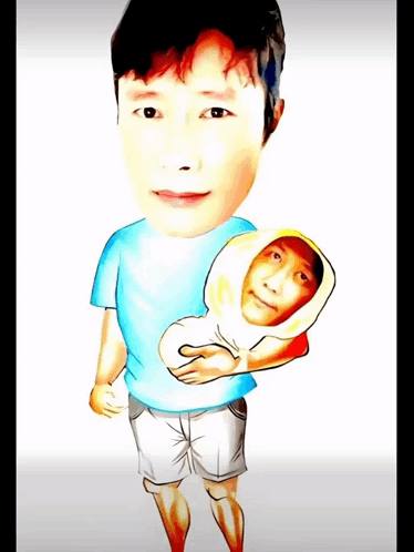 A Cartoon Drawing Of A Man Holding Another Man 'S Head GIF
