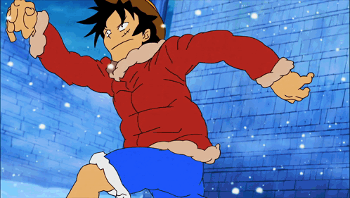 A Cartoon Drawing Of A Man In A Red Jacket And Blue Shorts GIF
