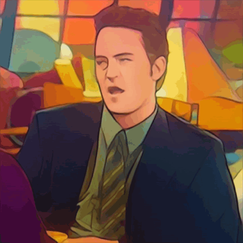 A Cartoon Drawing Of A Man In A Suit And Tie With His Eyes Closed GIF