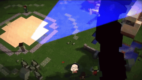 A Cartoon Drawing Of A Man In A Video Game Called Minecraft GIF