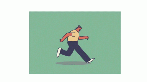 A Cartoon Drawing Of A Man Running With The Letter E On His Chest GIF