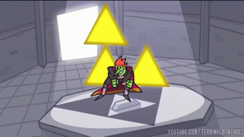 a cartoon drawing of a man surrounded by triangles with youtube.com/terminalmontage in the corner